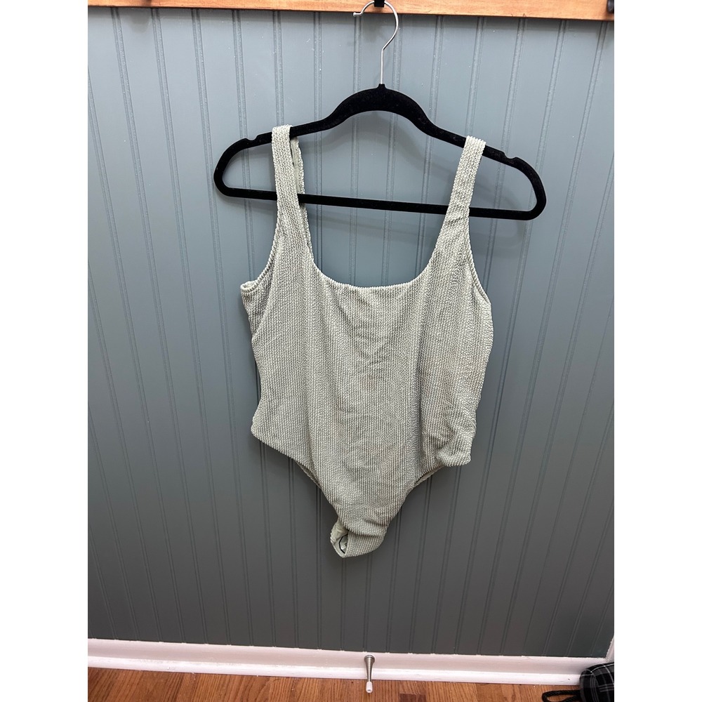 Swimsuits For All Camille Collection Sage Green Crinkle‎ One Piece Swimsuit XL